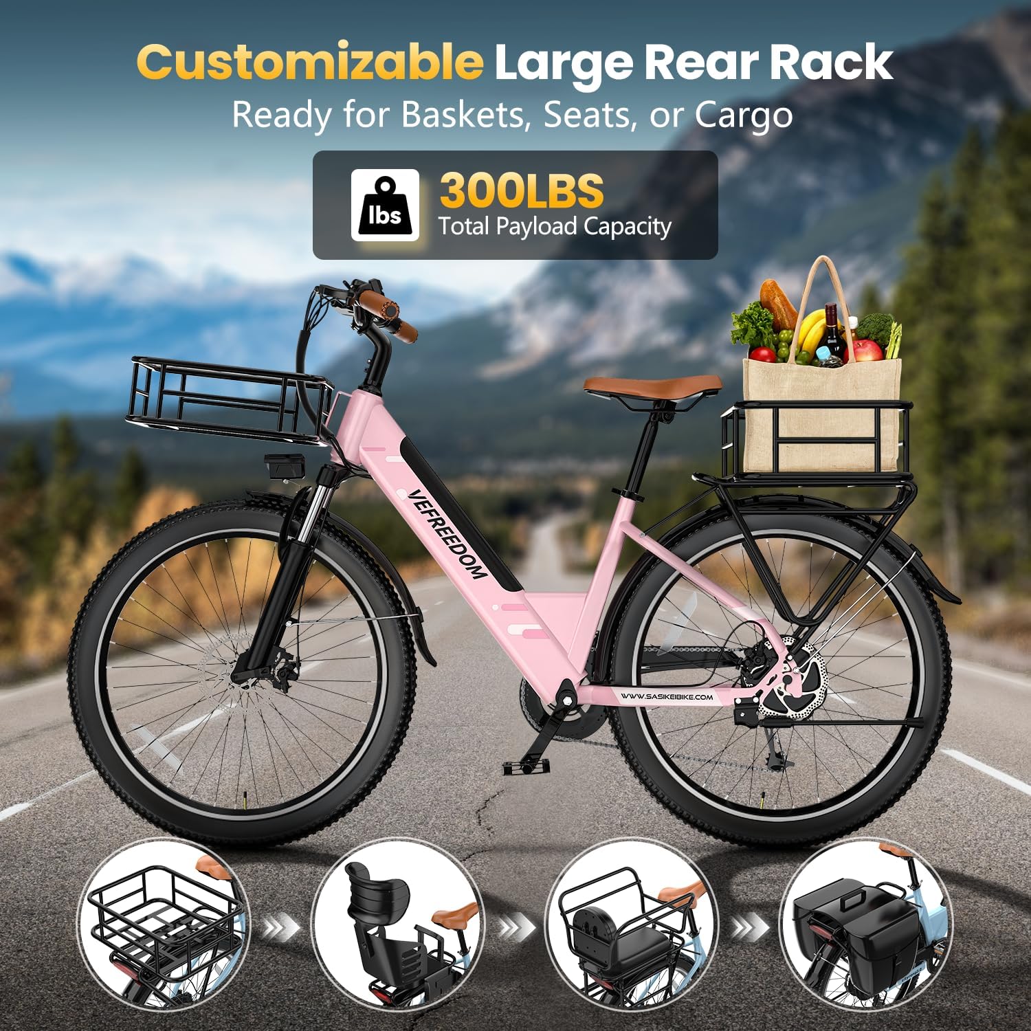 Electric Bike for Adults 1000W 1500W Peak Motor 15AH 20AH Removable Battery 70Miles 80Miles UL 2849 Certified Electric Commuter Bike Front Suspension Ebike
