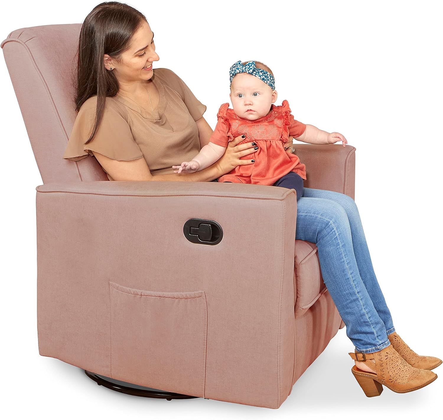 Evolur Raleigh Basic Glider, Recliner and Rocker in Pink
