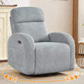 Power Nursery Glider Recliner, Swivel Glider Recliner with USB & Type-C Port, Swivel Reclining Nursery Rocker with Double Pockets for Living Room, Grey,Corduroy