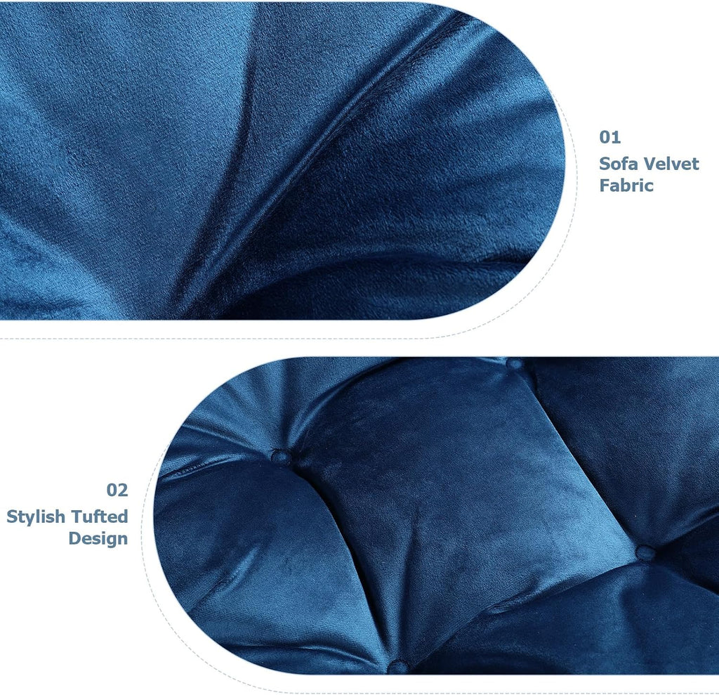 5PCS Glider Rocker Replacement Cushions Thick Soft Velvet Glider Cushions Replacement Set with Ottoman Cushion and Storage Pockets for Nursery Wooden Rocking Chair, Navy Blue