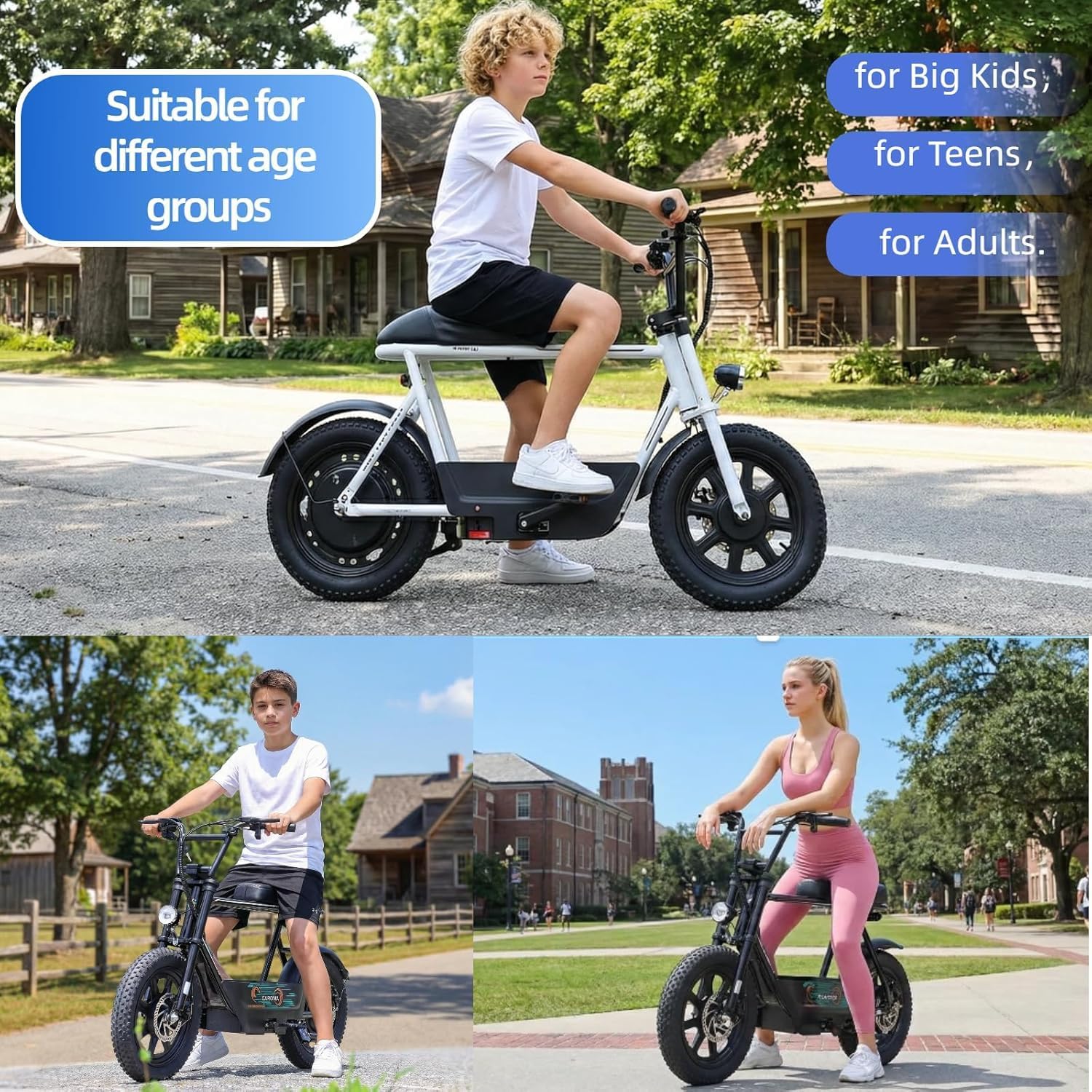 Caroma Peak 1200W Electric Scooter with Seat, 16' Fat Tire Electric Dirt Bike, Max 30Miles Ranges, Top Speed 20Mph, Electric Motorcycle Mini Bike with Basket for Pets & Cargo, UL 2272 Certified