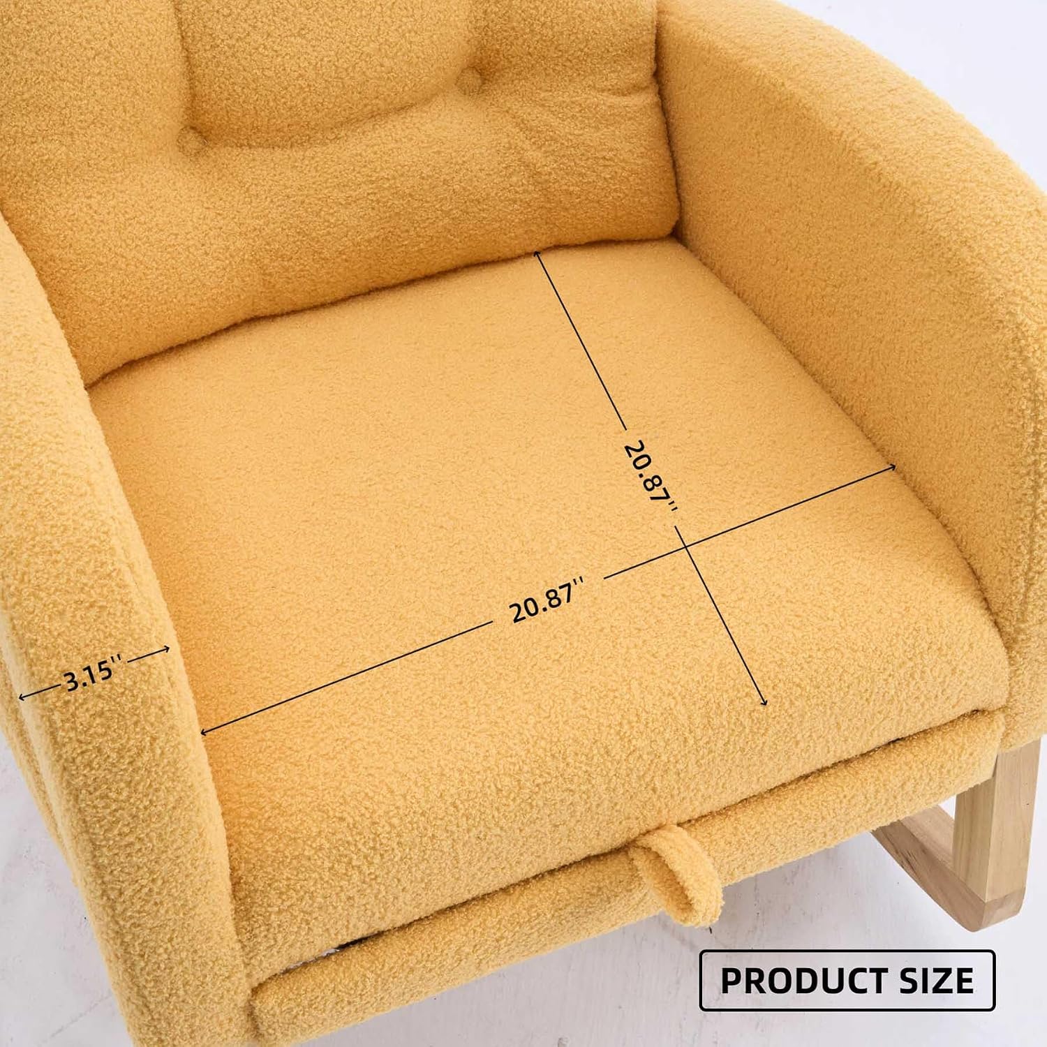 Nursery Rocking Chair with Foot Rest & Side Pocket, 300lbs Capacity, Rocking Chairs with High Backrest, Suitable for Living Room Bedroom, Comfort (Yellow)