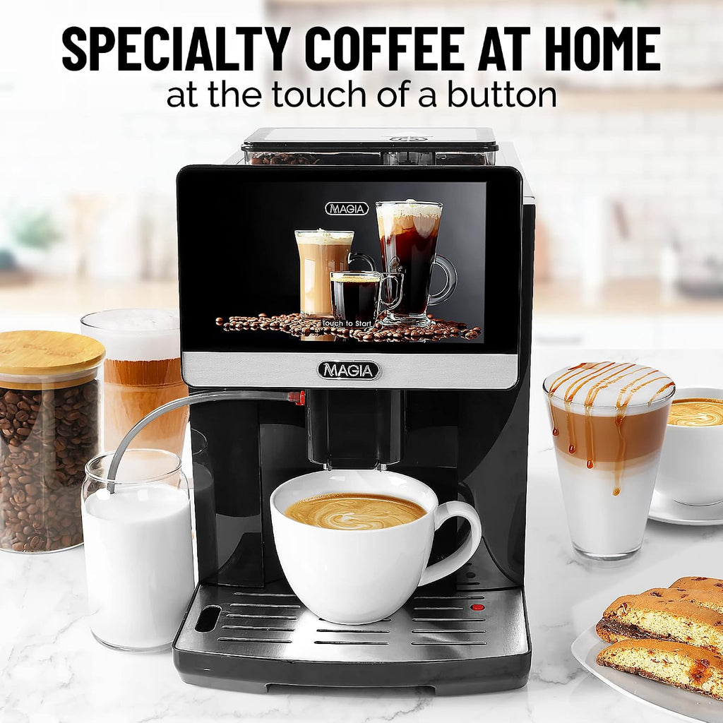 Zulay Magia Fully Automatic Espresso Machine With Grinder - 19 Customizable Coffee Options - Auto-Cleaning For Easy Maintenance - Milk-Foam System For Latte, Cappuccino, Macchiato - OG Silver