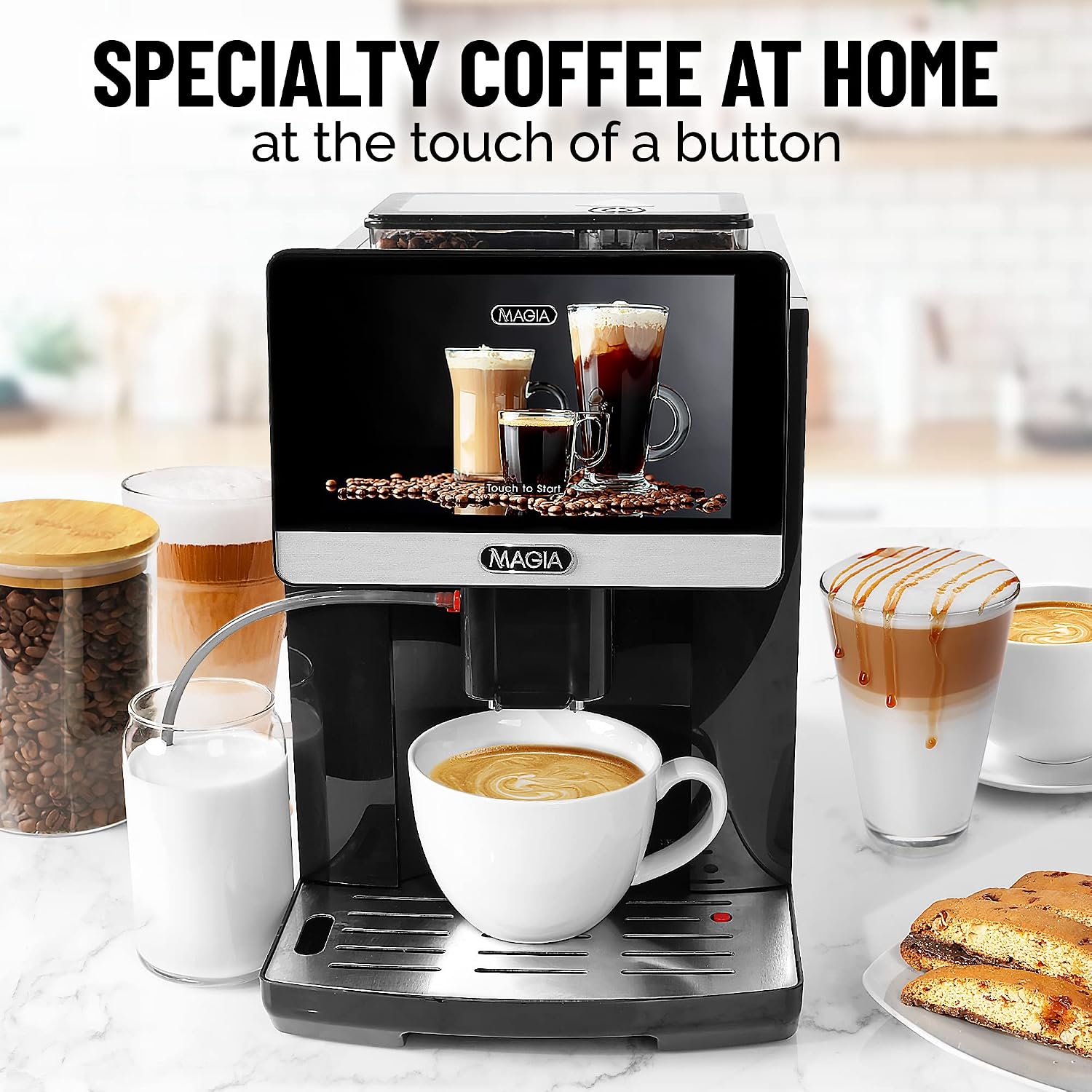 Zulay Magia Fully Automatic Espresso Machine With Grinder - 19 Customizable Coffee Options - Auto-Cleaning For Easy Maintenance - Milk-Foam System For Latte, Cappuccino, Macchiato - OG Silver