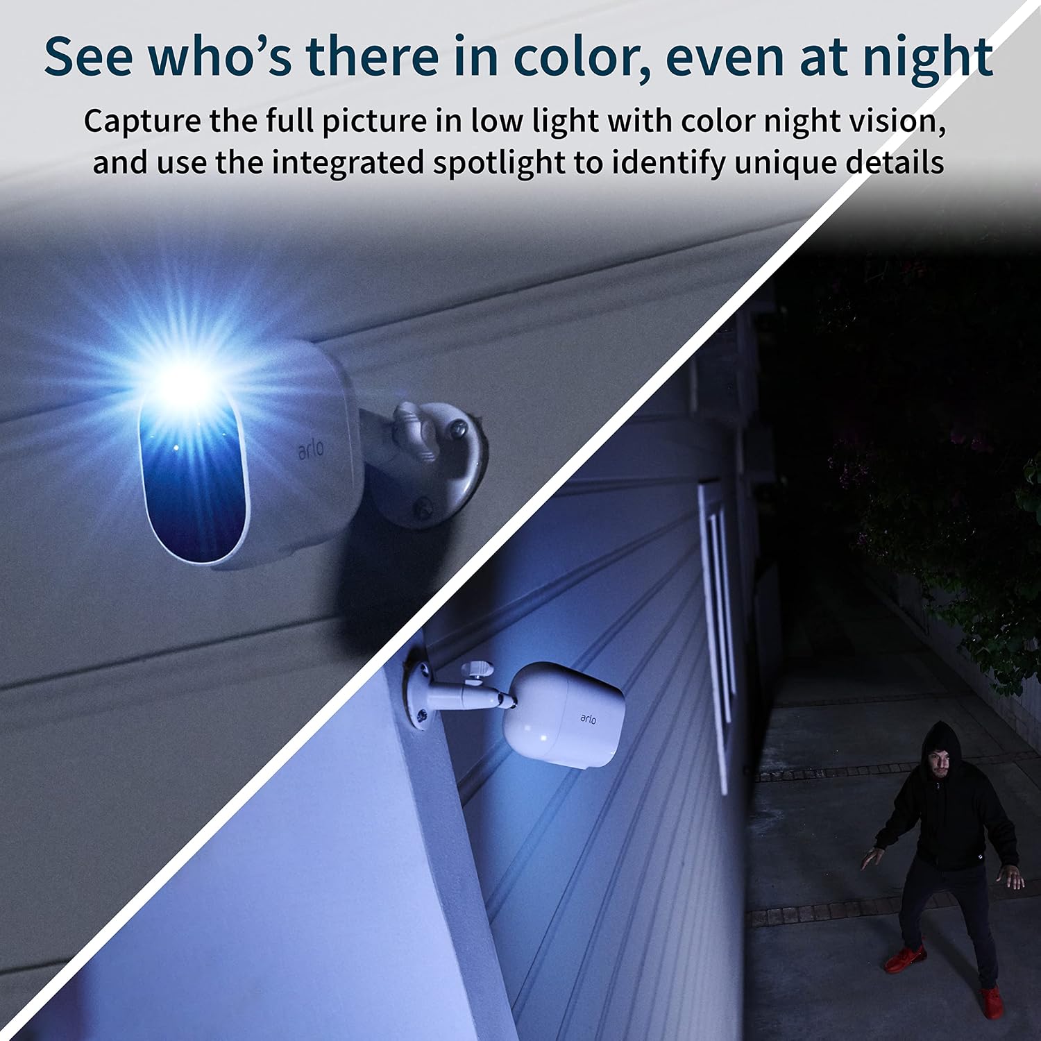 Arlo Essential Spotlight Camera - 2 Count (Pack of 1) Wireless Security, 1080p Video, Color Night Vision, Way Audio, Wire-Free, Direct to WiFi No Hub Needed, Compatible with Alexa, White, VMC2230