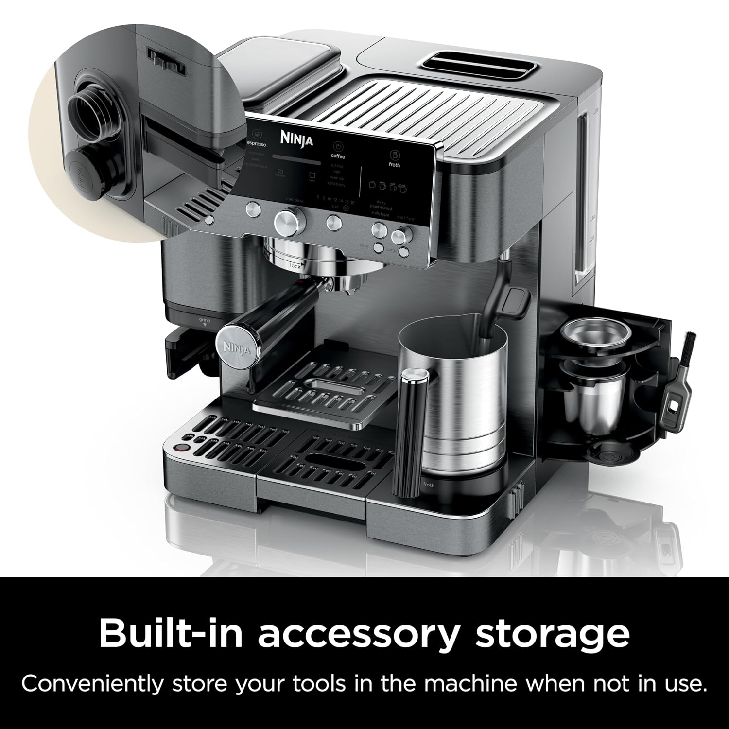 Ninja Espresso Machine, Luxe Café Premier Series, Drip Coffee Maker & Accessories, Includes Knockbox, Water Filter Housing, 8PK Machine Cleaning Tablets & 4 Months Cleaning Supply Kit, Gunmetal