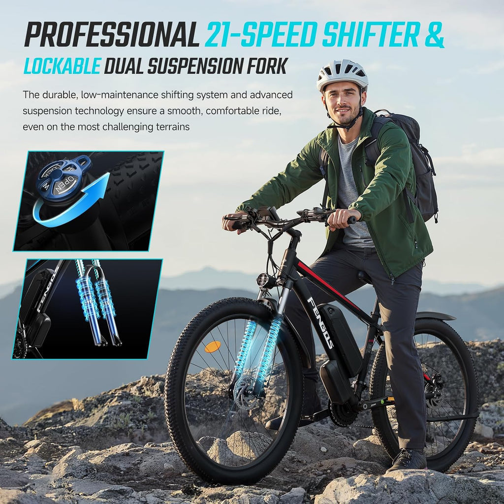 2000W Ebike for Adults, 80 Mile 35MPH Electric Mountain Bike, 48V 840WH Aluminum Electric Bicycle, 21-Speed Gears E Bike, Dual Disc Brakes with Brake Taillight, 27.5' Tire, Front Dual Suspension