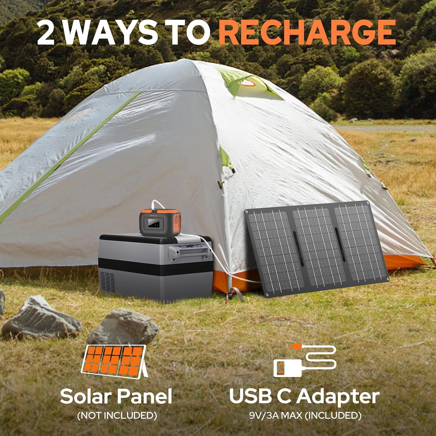 300W Portable Solar Generator Power Station, Small Camping Power Bank with Foldable 40W Solar Panel Bundle, 110V Portable Power Pack with AC Outlet for Camping Outdoor Home Use