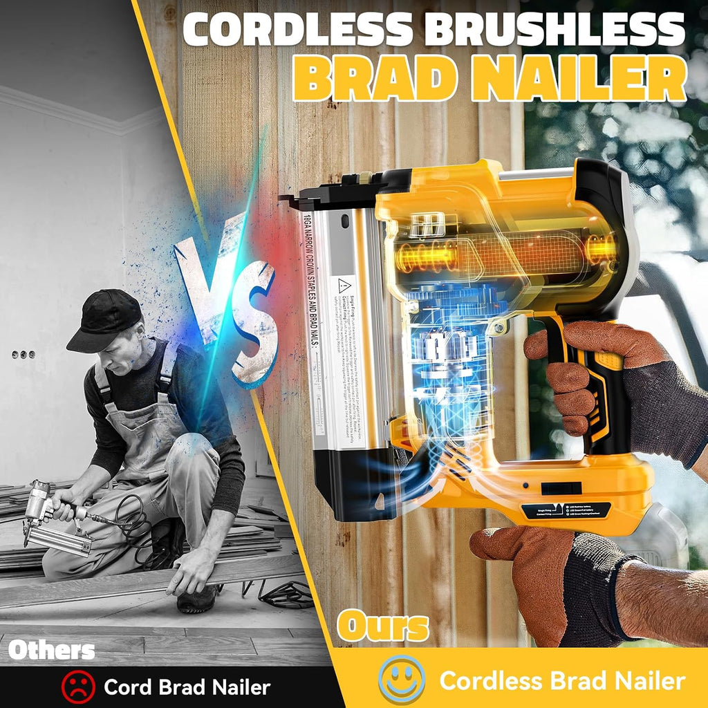 Ecarke Cordless 2 Inch Brad Nailer Compatible with DeWalt 20V Battery(No Battery),2 In 1 Electric Nail Gun,18GA Staple Gun with 1000 Nails, Battery Powered Nail Gun for Trim Wood Crafting Home DIY