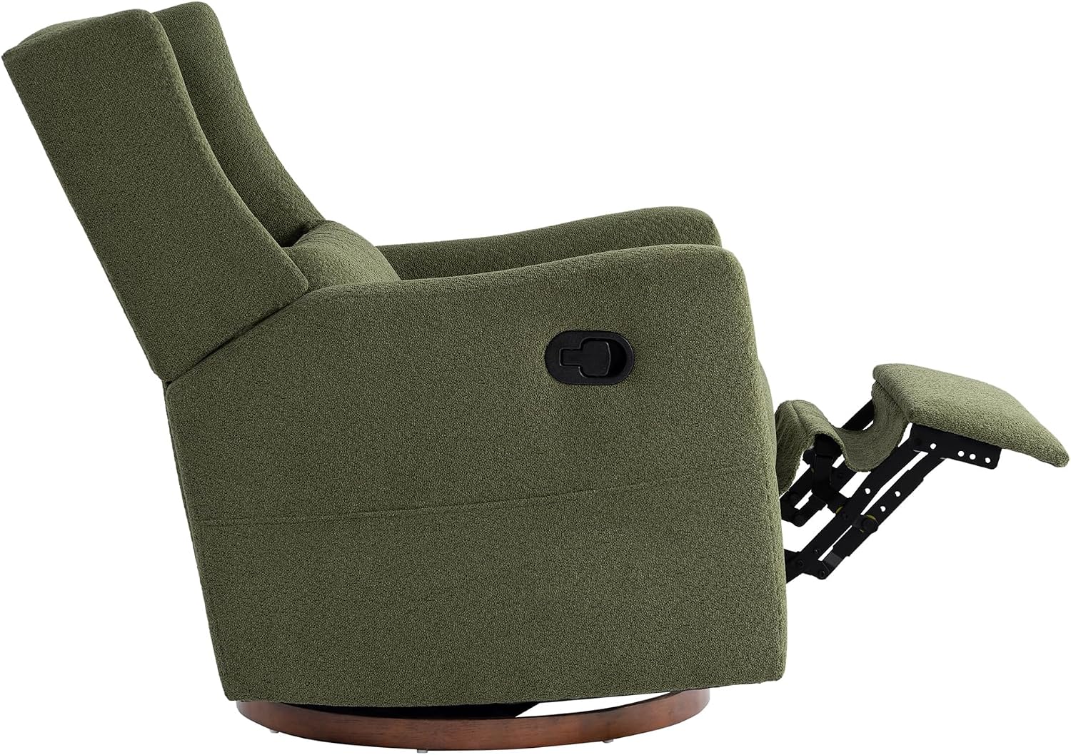 KISLOT Swivel Rocker Recliner Chair, Nursery Glider Recliner with Wood Base Manual Rocking Comfy Upholstered Fabric Reclining Single Sofa for Nursery Bedroom Living Room