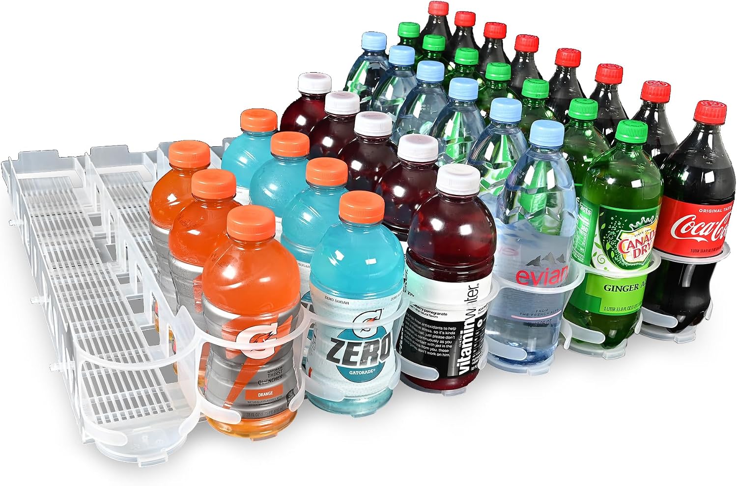Display Technologies Visi-Slide Drink Organizer - 7-Wide Gravity-Fed Shelf Cabinet and Refrigerator Organizers and Storage for Cans, Bottles and More (Pack of 6)