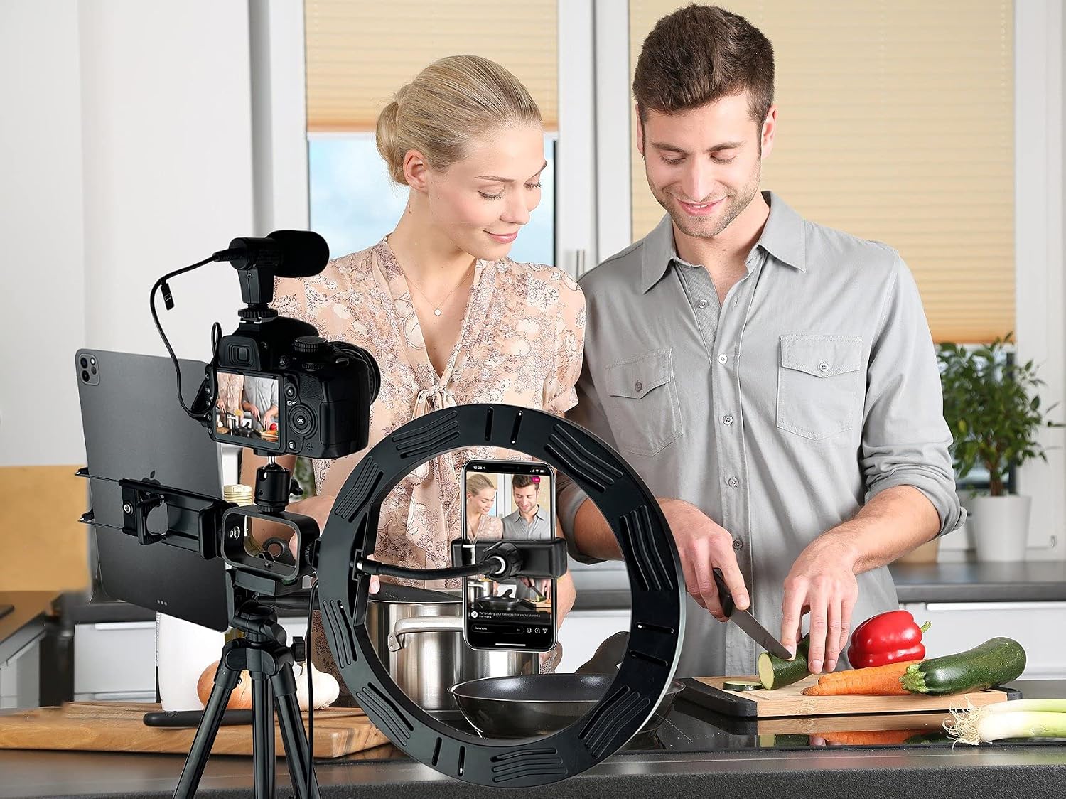 Premium 9-Piece Vlogging Kit for iPhone, Android & Cameras – Microphone, Tripod Stand & LED Light – YouTube, TikTok & Content Creator Bundle