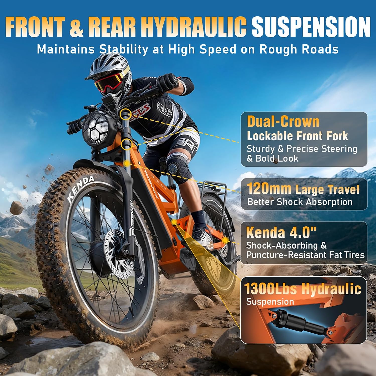 TESWAY X9 Ultra Dual Motor Ebike, 26' Fat Tire Full Suspension AWD Electric Bike for Adults, 4000W 43MPH 240NM, 60V 30Ah(Camo)/25Ah(Other) 120 Miles Long Rang