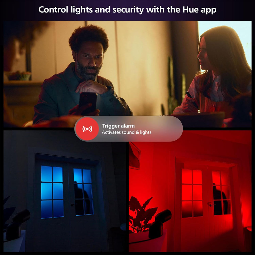 Philips Hue Secure Wired Camera-2 Pack, 1080P Resolution, Notifications, Seamless Integration, Continuous Power, Indoor and Outdoor, White. Free 24-Hour Video History
