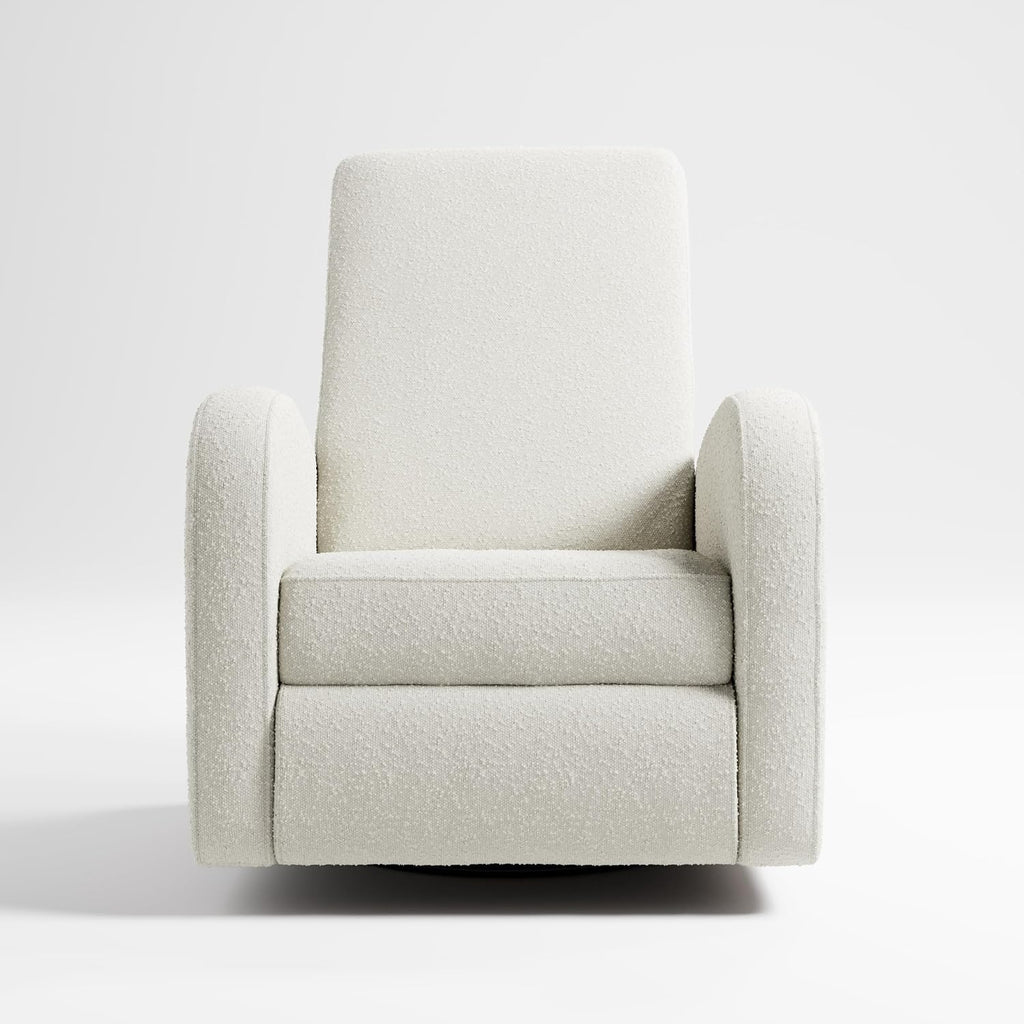 Storkcraft Santa Monica Power Recliner Swivel Glider (Ivory Boucle) – Effortless Electronic Power Recline, USB-A & USB-C Charger