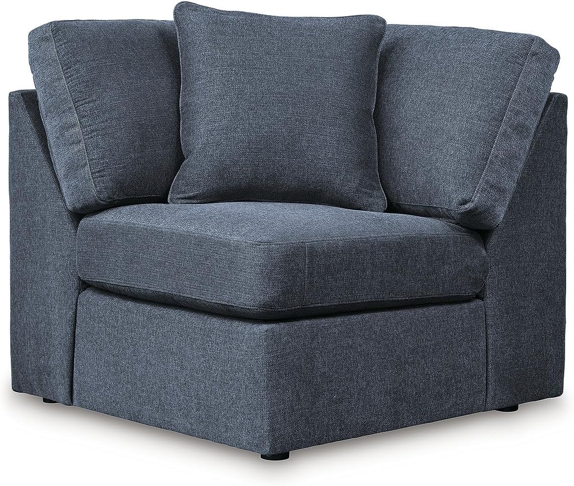 Signature Design by Ashley Contemporary Modmax Stain Resistant U-Shape Right-Arm Facing 4-Piece Sectional with Chaise and Reversible Cushion, Dark Blue