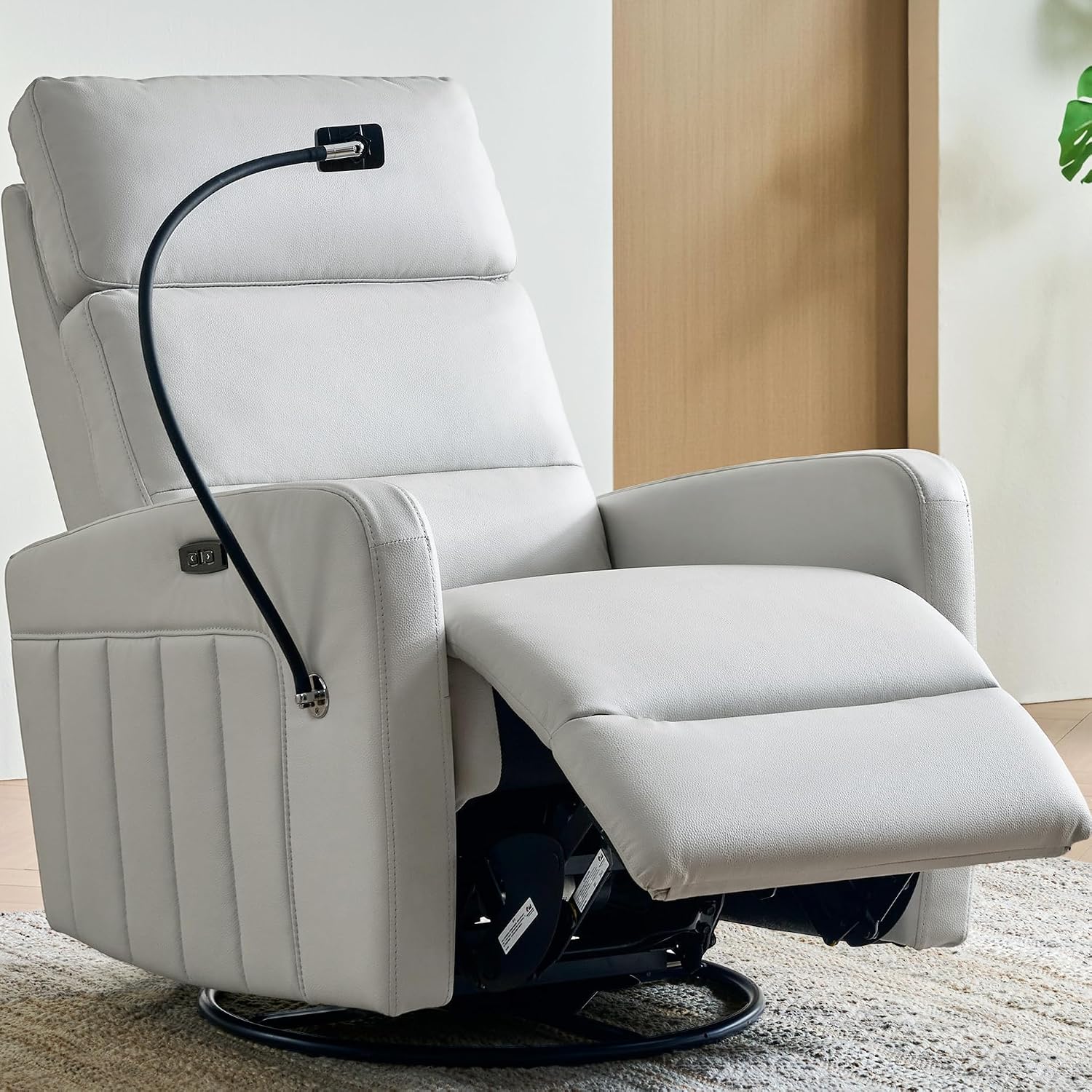 AIRSKY Power Recliner Chair with Power Headrest, Oversized Rocking Chair Nursery,Recliner Chair Swivel, Nursery Rocking Chairs, Lazy Boy Recliner Chair, Gray White,P2
