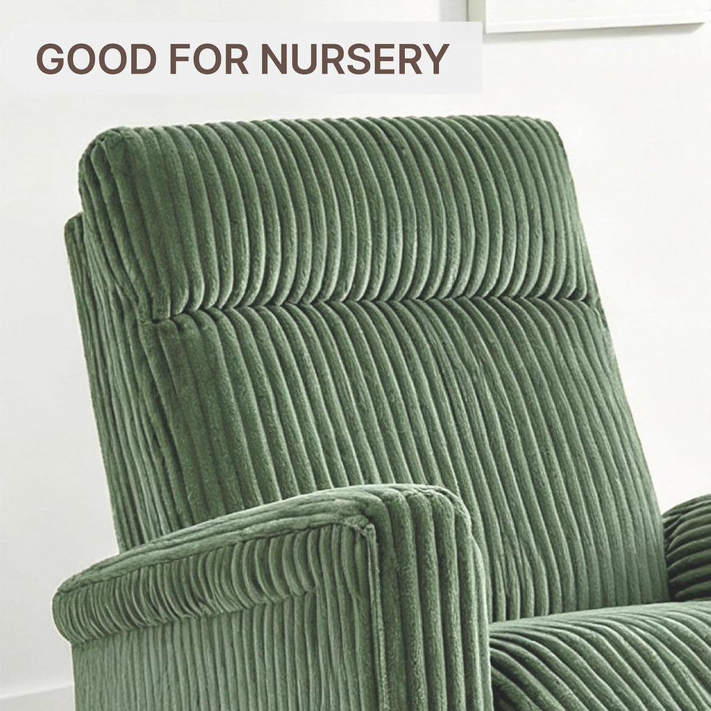 KISLOT Swivel Rocker Recliner for Adults, Corduroy 360 Degree Swivel Glider Recliner Manual 3-Position Adjustable Easy Assembly for Small Space Living Room Nursery Bedroom