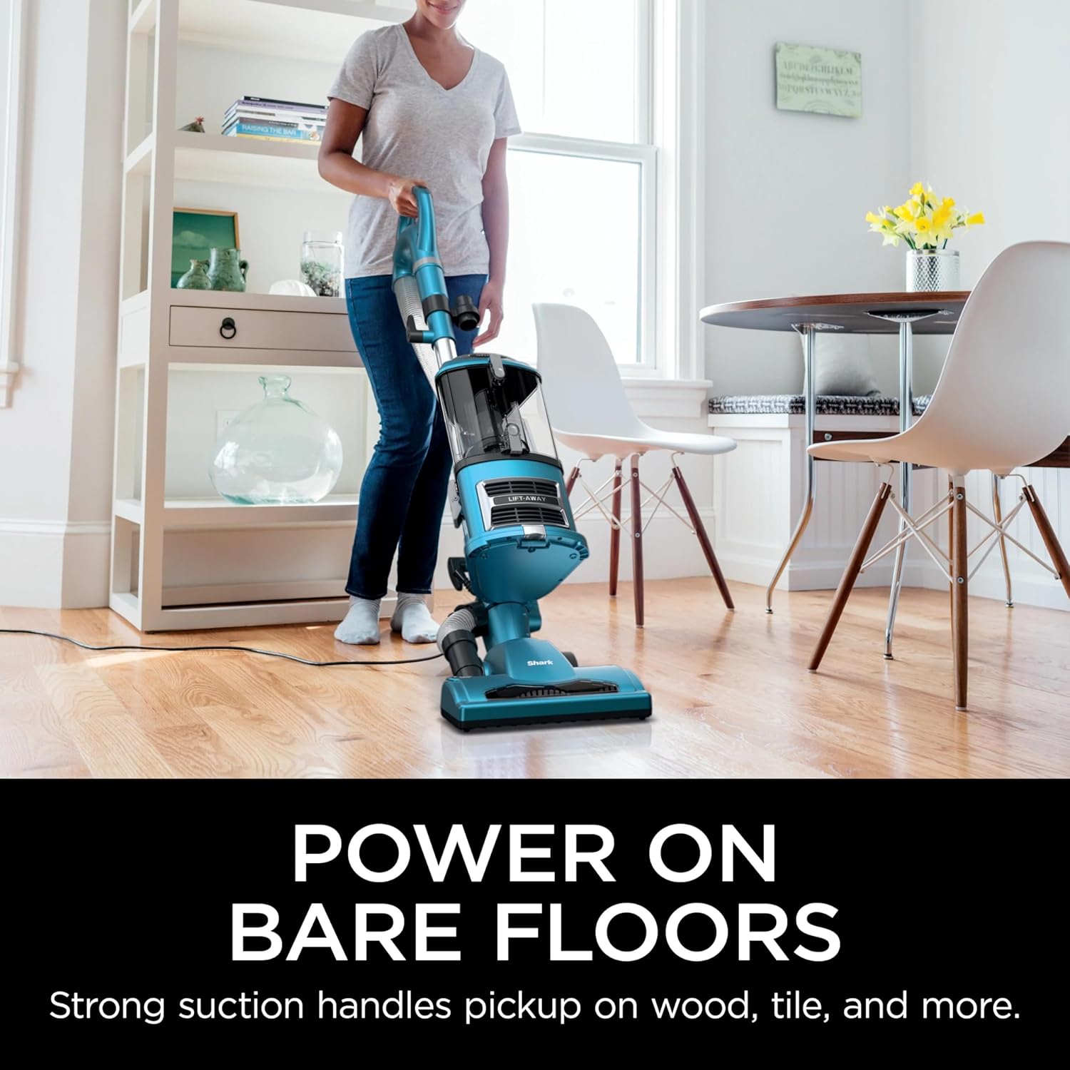 Shark NV380 Navigator Lift-Away Deluxe Upright Vacuum with Large Dust Cup Capacity, Swivel Steering, Upholstery Tool & Crevice Tool, Blue (Renewed)