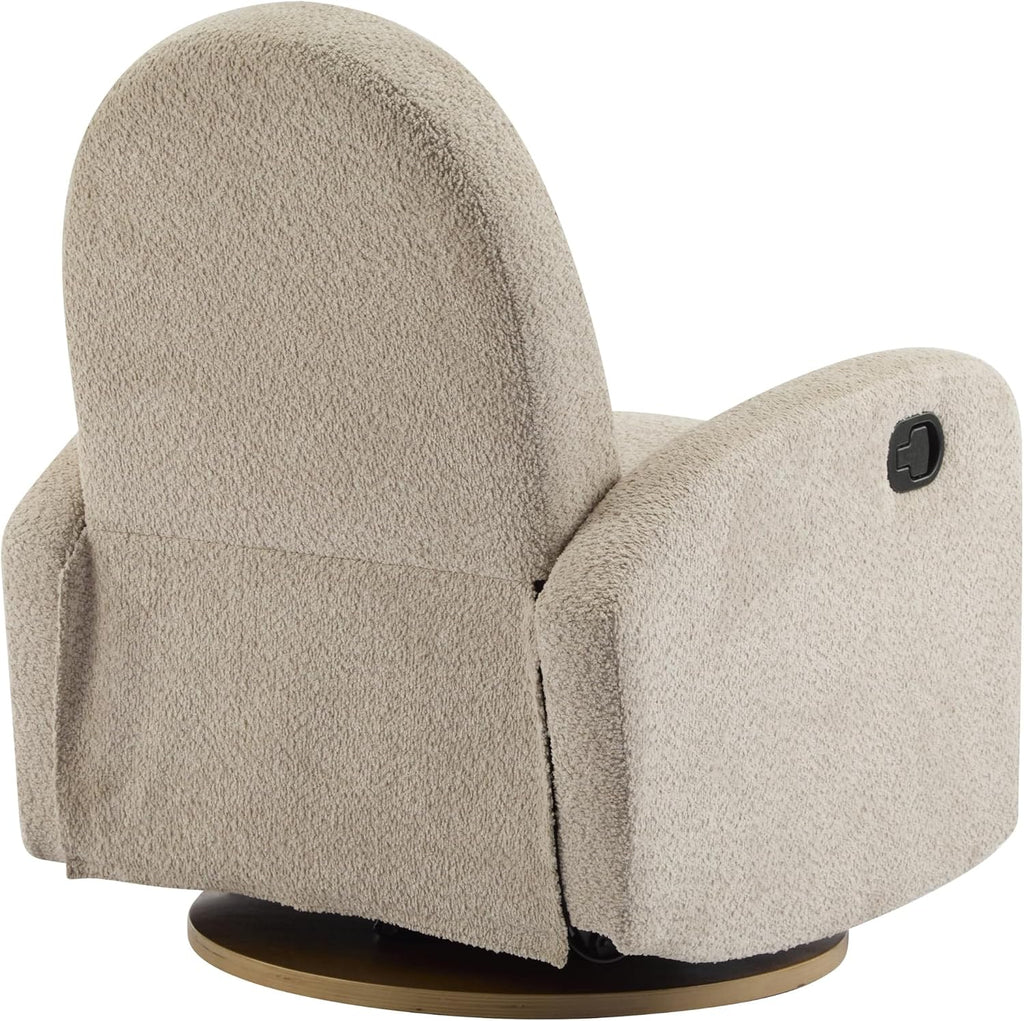 GDFStudio Swivel Glider Recliner Chair Nursery Rocker Recliner Chair with Boucle Upholstered High Back Single Seat Sofa Chair with Deep Seat Manual Nursing Reclining for Living Room, Almond