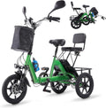 E Trike Electric Bike, 350W(Peak 500W) Brushless Motor Folding Trike, 2 Seats Ebike, 480Wh Removable Battery, Step-Thru 3 Wheel Electric Bicycle, Up to 45 Miles, Tricycle for Adults Parents