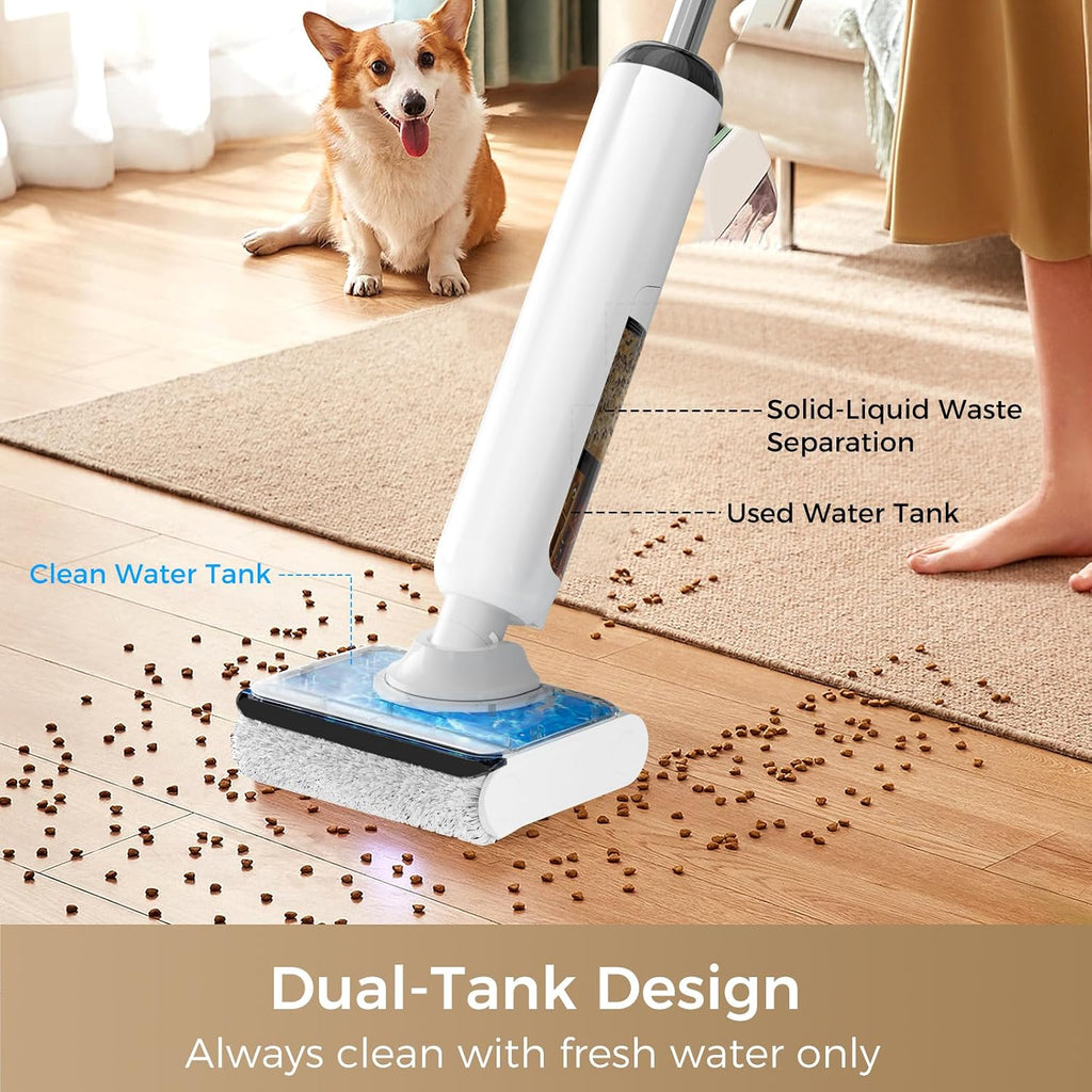 Wet Dry Vacuum Mop - Self-Cleaning Floor Washer with 180°Lie-Flat & 0 Hair Tangle, Self-Propelled Edge Cleaning, 60Min Runtime, Designed for Pet Hair, Kids' Spills & Daily Household Cleaning