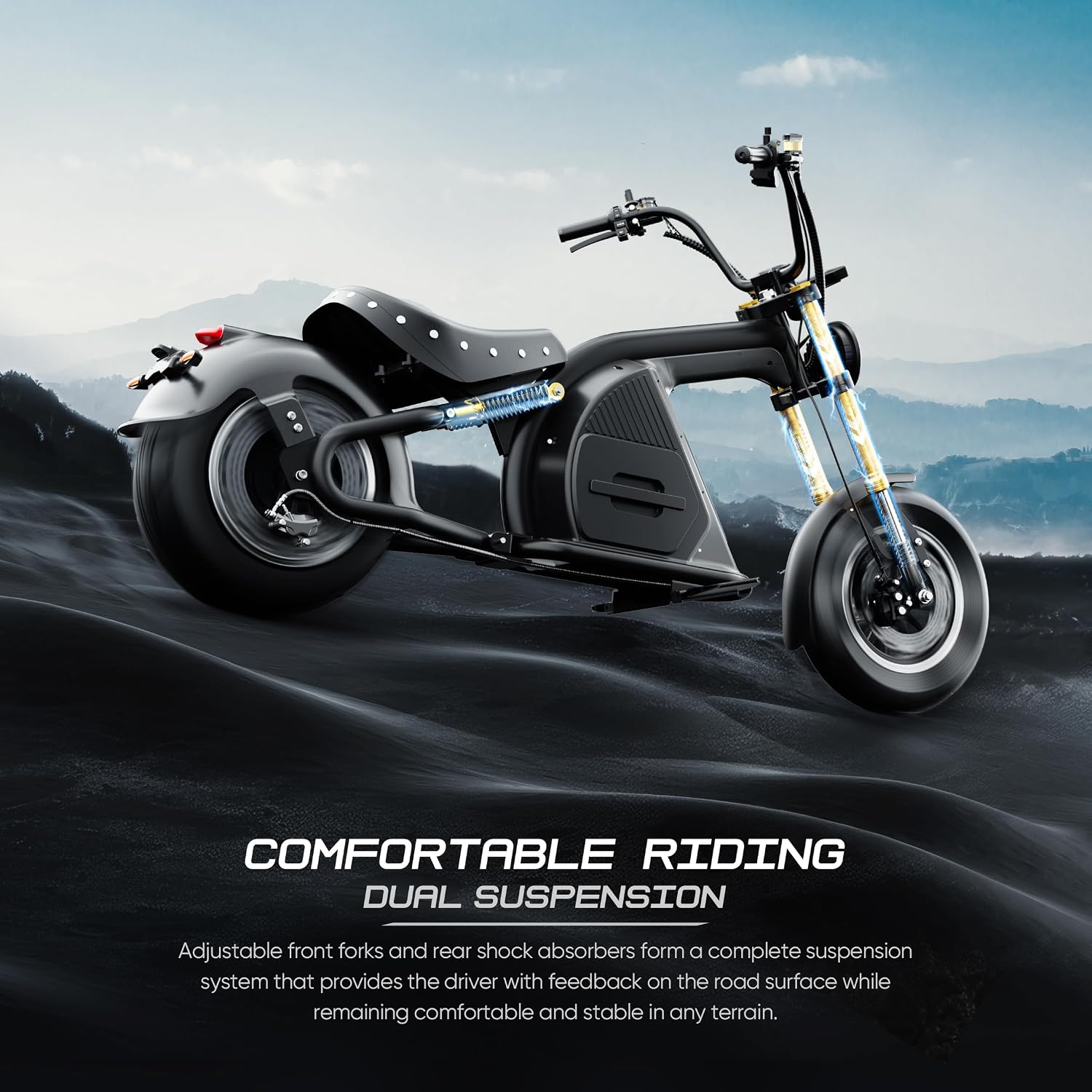 eAhora 4000W M8S Electric Motorcycle for Adults,72V 35Ah Lithium Battery 87 Miles Long Range, Full Suspension Dual Hydraulic Brakes,IP6 Color LCD Display Street Legal High Speed Bike
