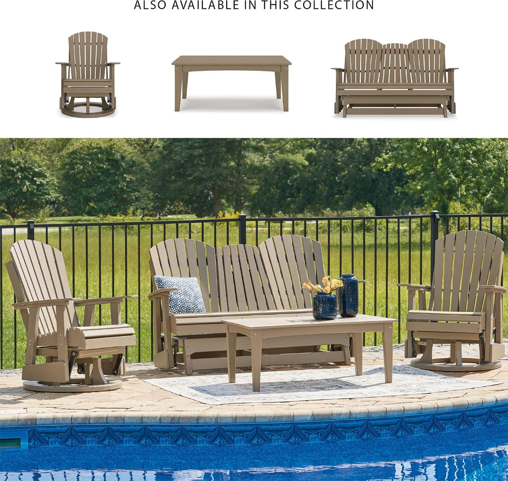 Signature Design by Ashley Hyland Wave Contemporary Swivel Glider Adirondack Chair with 360-Degree Swivel, Weather Resistant HDPE, 18' Seat Height, Brown