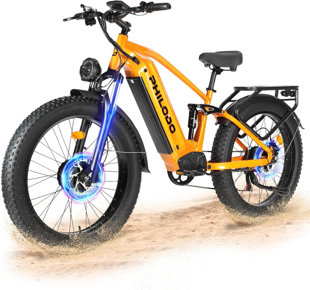 Falcon 60V 32AH Off-Road Electric Bike - 5000W Dual Motor Hunting Ebike, Fat Tire Full Suspension Dirt Bike for Adults, Long Range Snow/Sand Electric Bicycle