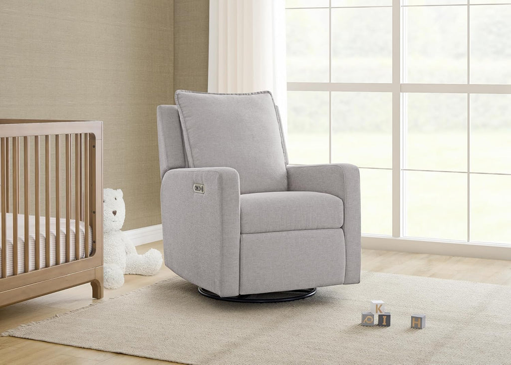 babyGap Harlowe Power Recliner with USB-A & Charging Port by Delta Children - Greenguard Gold Certified – Stain-Resistant Performance Fabric is Oeko-TEX Standard 100 Certified, Ash
