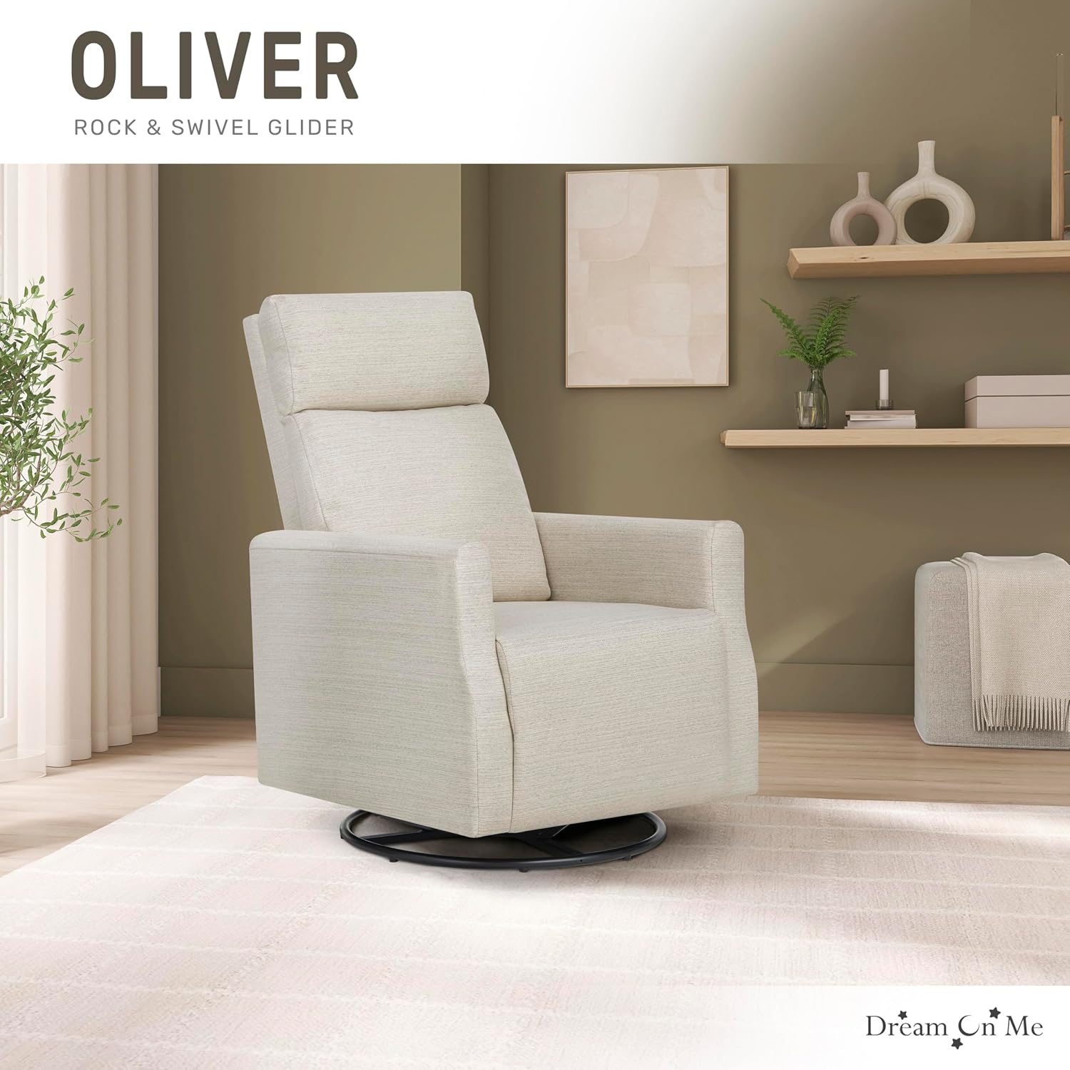 Dream On Me Oliver Swivel Glider with 360-Degree Swivel and Plush Corduroy Fabric, FSC Certified.