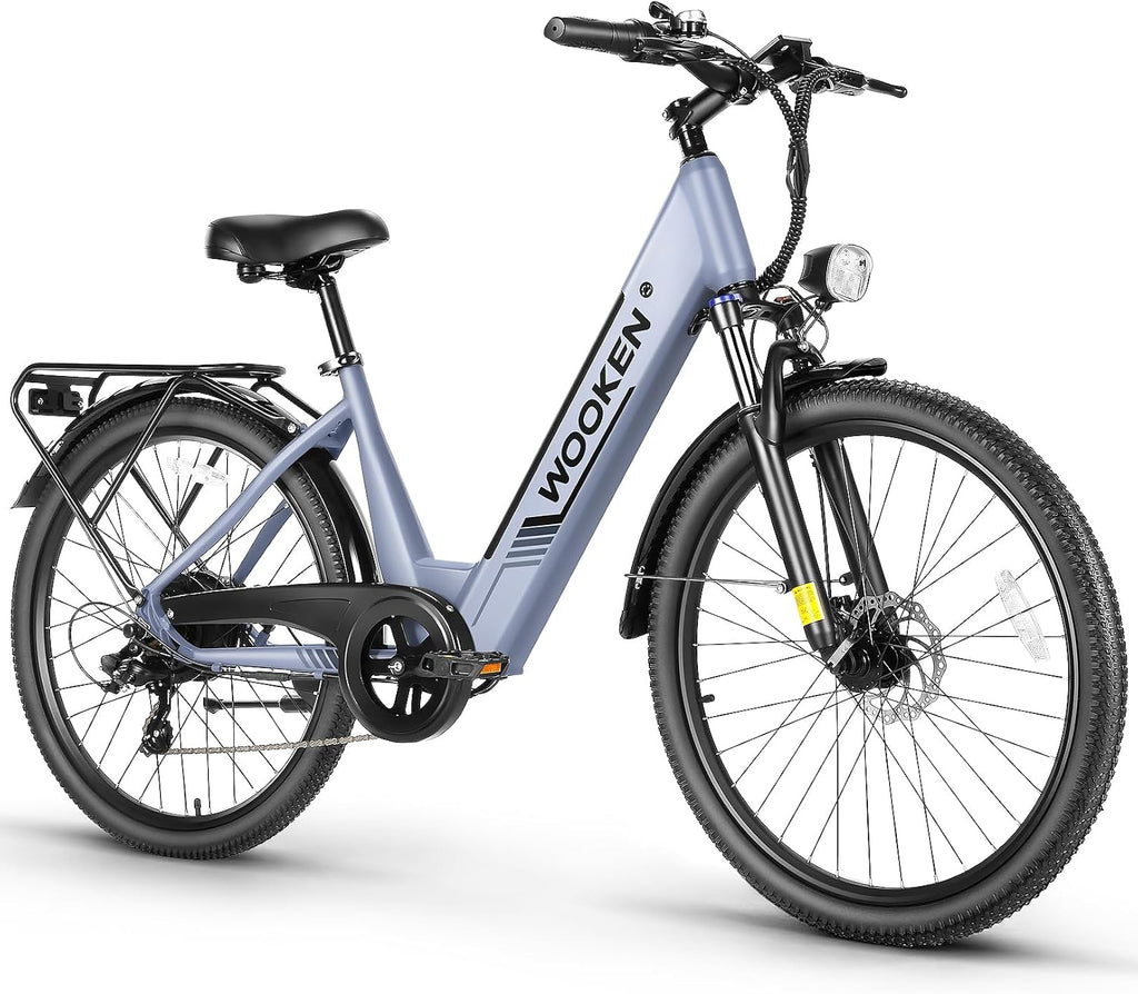 Wooken Electric Bike for Adults, 749W Peak Ebike, 26' x 2.1' Tire Step Through Electric Bike, City Cruiser Ebike with 48V 10.4/15Ah Removable Battery, 7 Speed, SGS Certified to UL2849