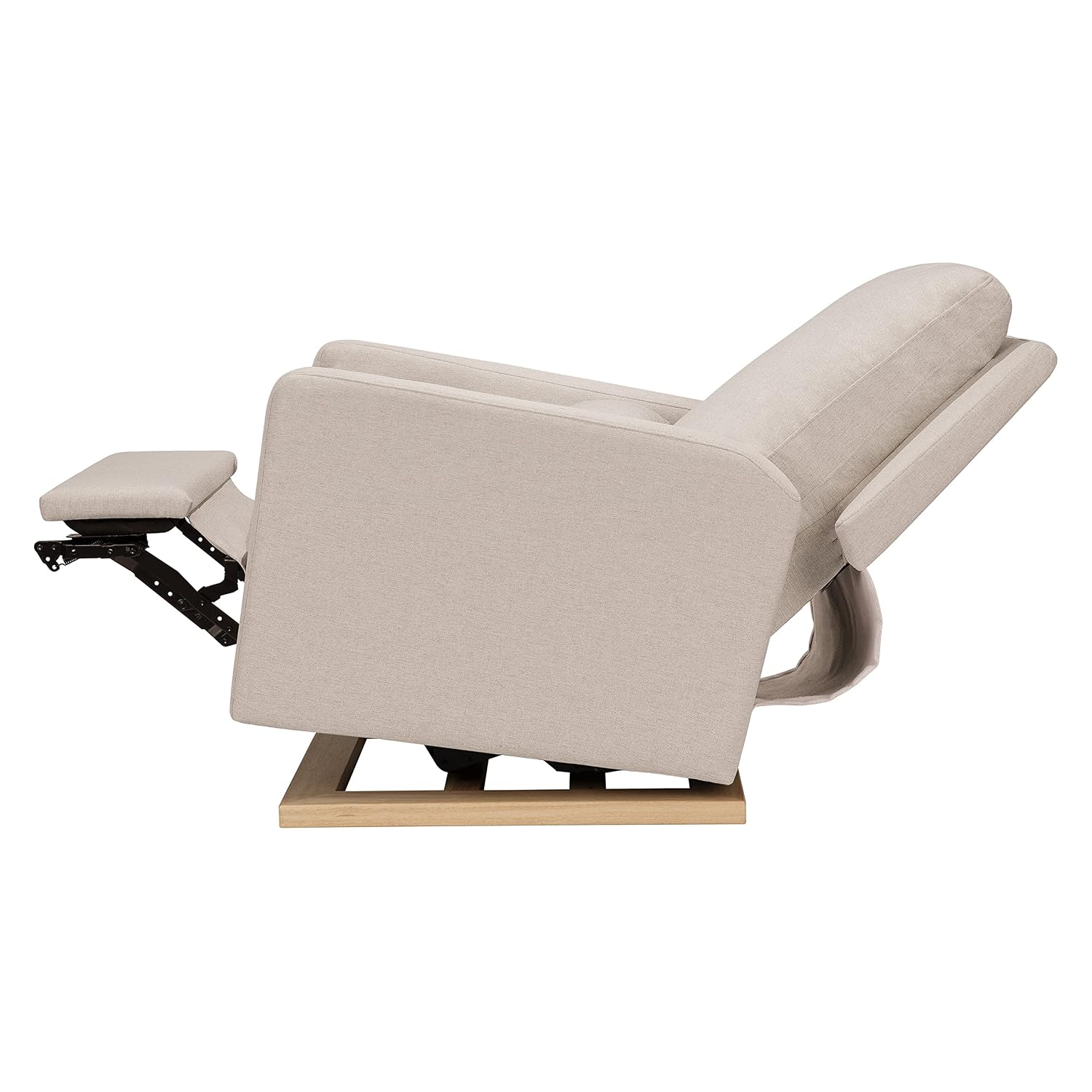 Babyletto Sigi Electronic Power Recliner & Swivel Glider with USB Port in Performance Beach Eco-Weave with Light Wood Base, Water Repellent & Stain Resistant, Greenguard Gold and CertiPUR-US Certified