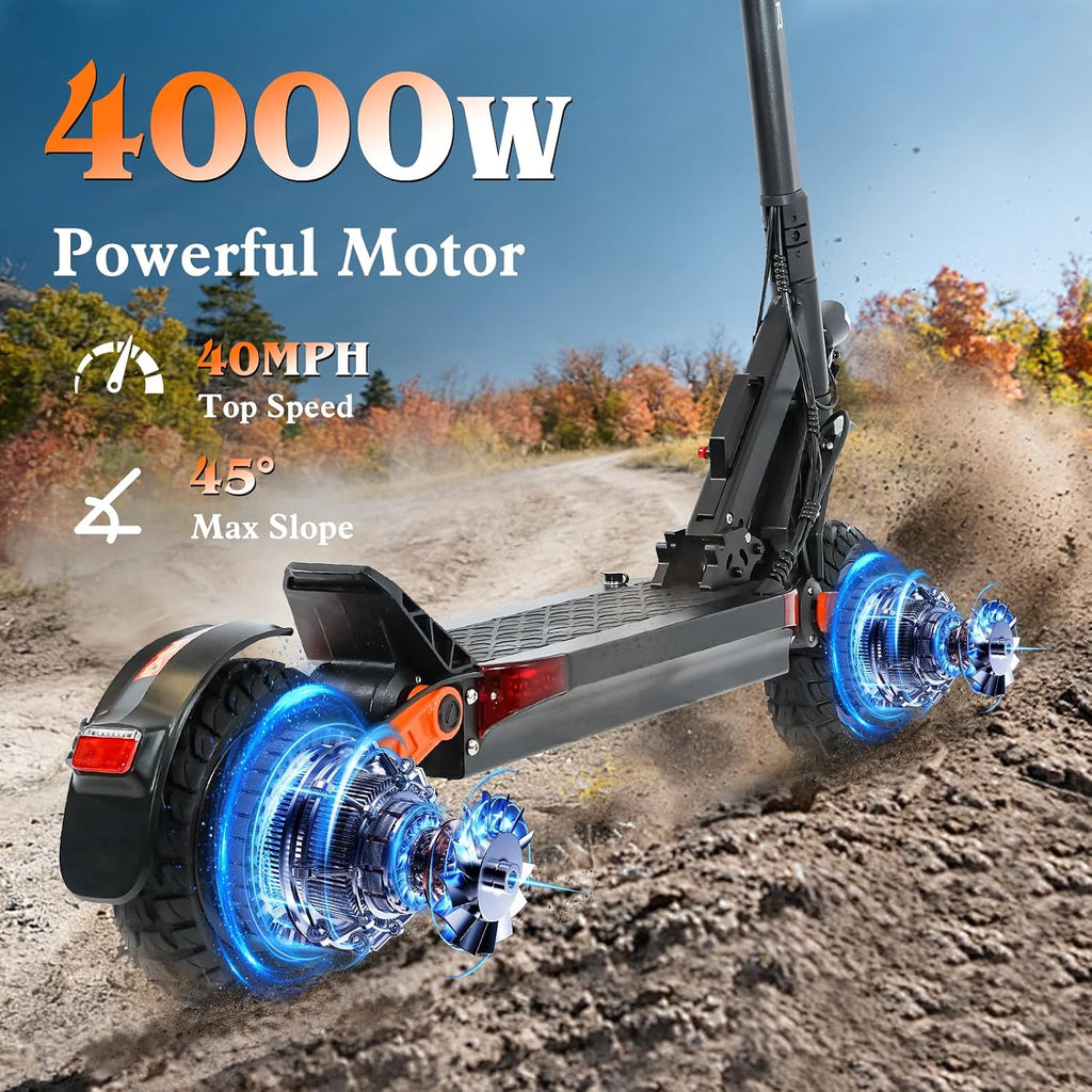 Fast Electric Scooter Adults, 1200W/5600W Off Road E Scooter, 35/50 Miles Long Range, 35/50 MPH Top Speed, 10/11' Tires, Foldable Kick Scooter for Adults and Teens with Dual Suspension