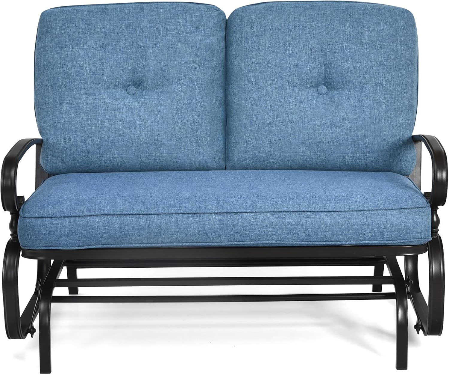 Giantex Outdoor Glider Bench, Patio Loveseat with Cushions, 440 Lbs Capacity, 2-Person Outdoor Rocking Chair, Porch Glider Swing for Garden, Backyard, Poolside, Patio Seating Rocker (Navy)