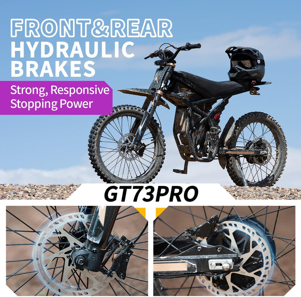 Bootime 3000W 338Nm Variable Speed Motor Motor 50MPH Electric Dirt Bike for Adults Teens, GT73 Pro Ebike, 25' Fat Tires & Dual Removable Battery(60V) | All-Terrain Off-Road eBike for Snow, Sand