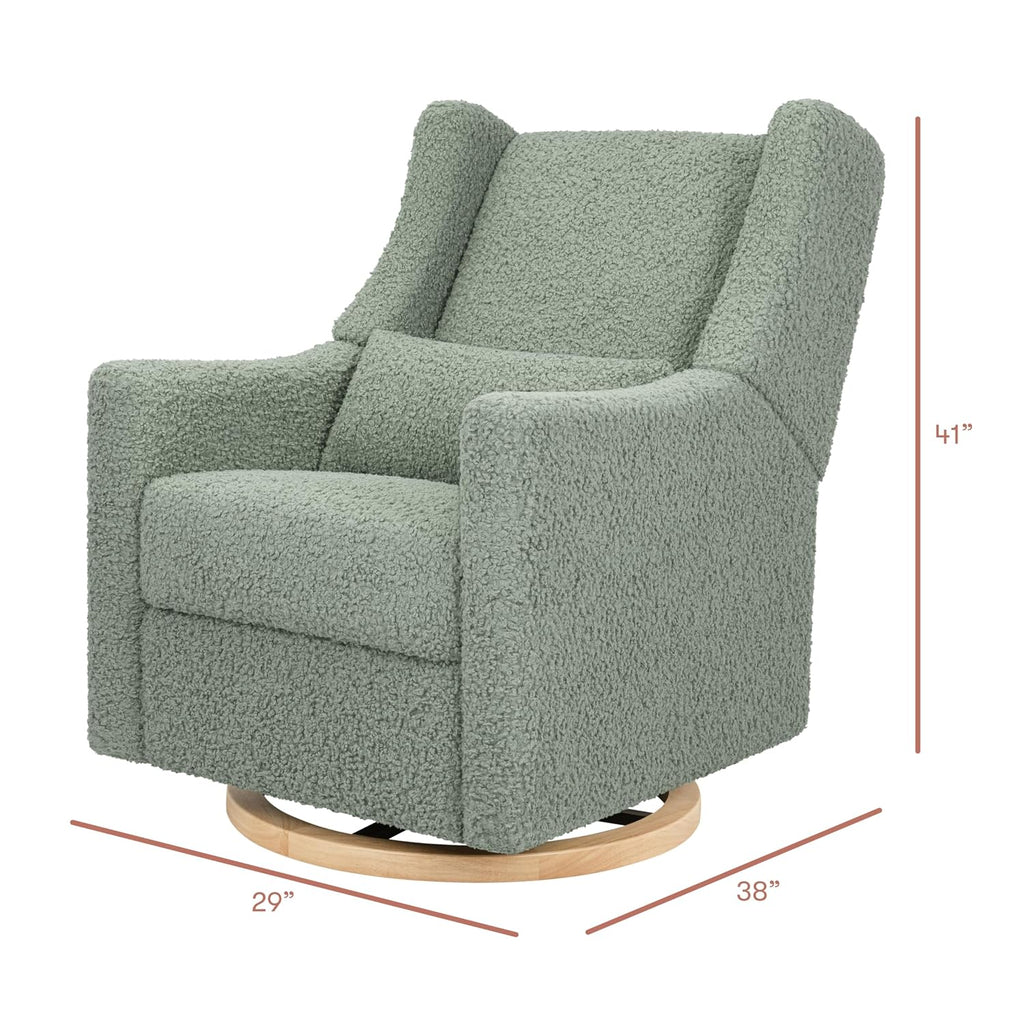 Babyletto Kiwi Power Recliner - Swivel Nursery Glider w/USB Port - Electric Recliner Chairs for Adults - GREENGUARD Gold Certified, 270° Reclining Rocking Chair for Nursery - Sage Teddy Loop Fabric