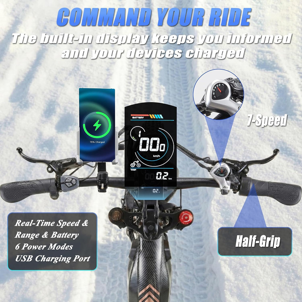 2026 Dual Motor Electric Bike for Adults AWD 5000W/3000W Peak 40 MPH/30 MPH E Dirt Bike, 52V/48V Removable Battery 65/80/150 Miles Max Long Range with Full Suspension 26' Fat Tires Mountain Bike