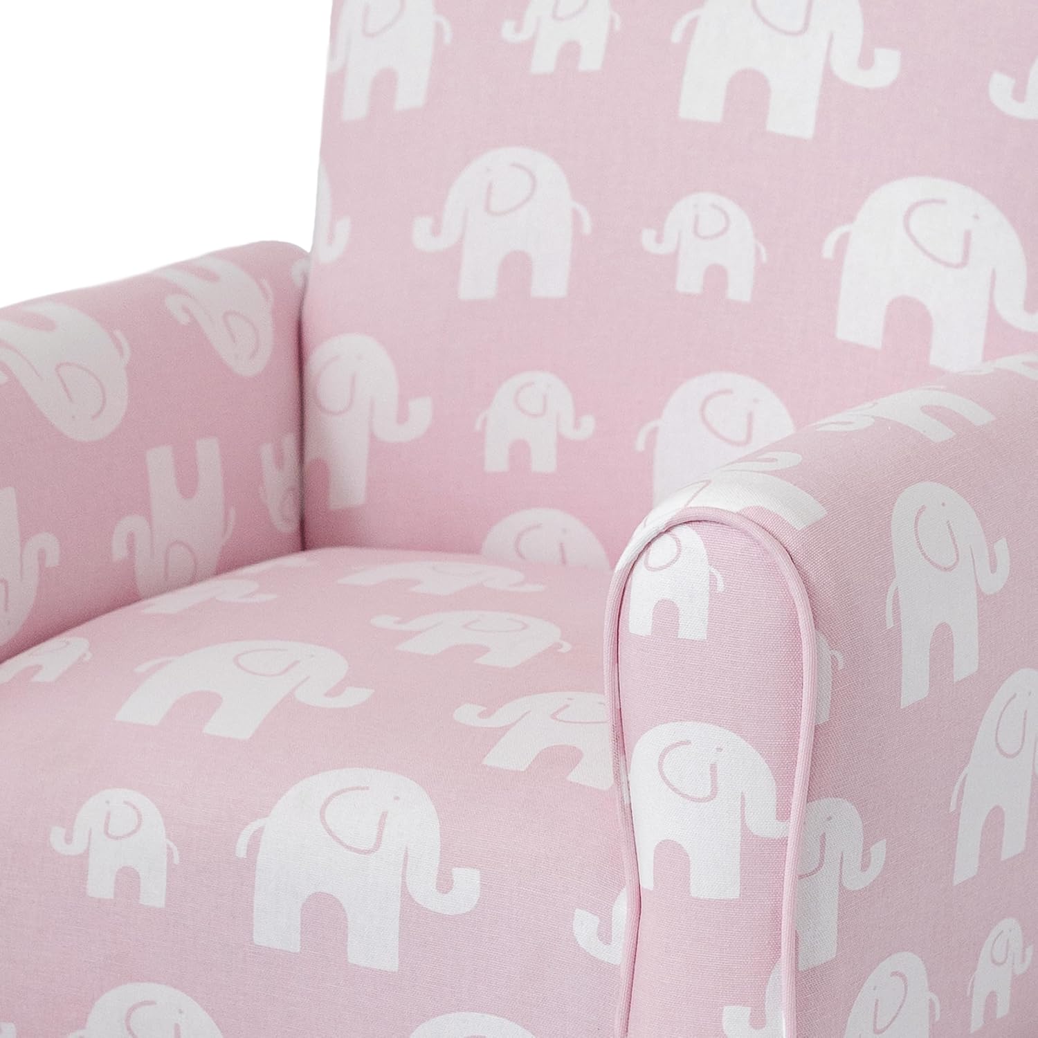 Toddler Personalized Armchair, Kids Upholstered Rocking Chair with Personalization, Toddler Chair with Personalized Name, Comfy Child Armchair, (Pink Elephants Print, Rockers)