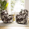 HULALA Home Recliner Chair Set of 2, Modern Printed Fabric for Living Room, Rocker Recliner Sofa Comfy Armchair 360 Degree Swivel, Nursery Rocking Chairs with Adjustable Backrest & Footrest/Brown