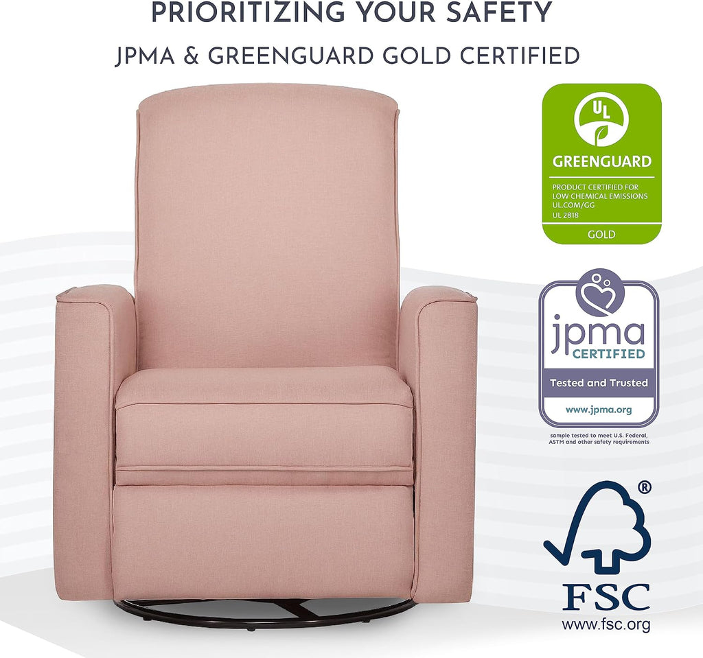 Evolur Raleigh Basic Glider, Recliner and Rocker in Pink