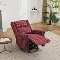 Swivel Rocker Recliner Chair, Manual Rocking Recliner Chair, Wingback Swivel Recliner Chair, Glider 360 Degree Swivel Chair with Padded Seat, Swivel Recliner Chairs for Living Room - Red