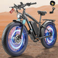 9000W Dual Motor Ebike for Adults, 46MPH Fast Electric Bike for Men Women, 60V 1560Wh Battery Up to 105Miles, 24' Fat Tire E-Bike, Lockable Suspension Electric Bicycle for Off-Road Snow All Terrain