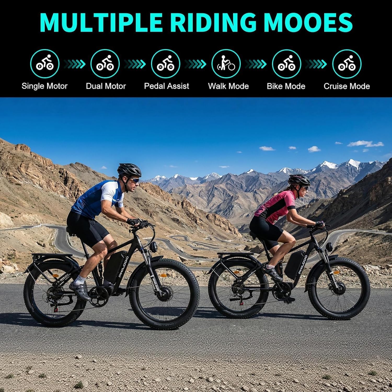 Forester 5000W Peak Dual Motor Electric Bike - 45 MiIe P-hour High-Speed, Fat Tire Ebike with 60V 25Ah Battery, 100+ Mile Range, Full Suspension & Hydraulic Brakes for Adult Off-Road Commuting