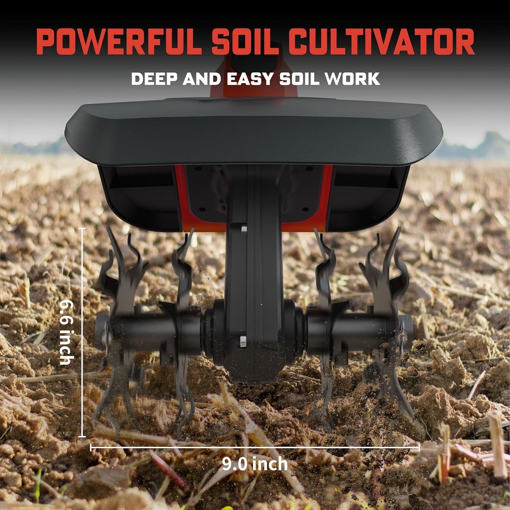 Cordless Tiller Cultivator for Milwaukee 18V Battery(Tool Only),Brushless Motor,Electric Garden Tiller w/360 RPM, 9In Tilling Width and 6.6In Depth Garden Rototiller for Lawn/Soil Cultivation