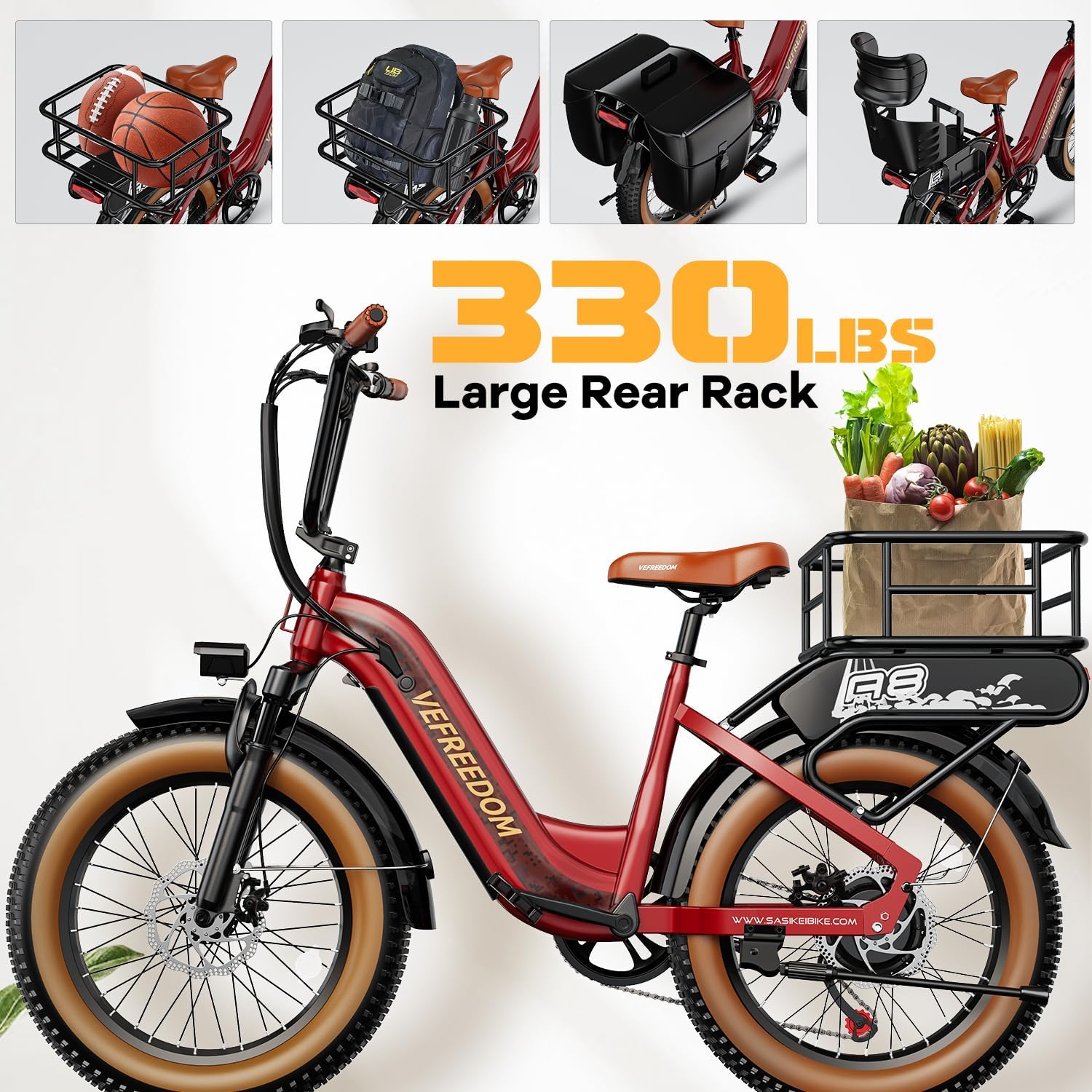 SASIKEIBIKE 1500W Electric Bike for Adults Full Suspension,48/52v 20AH Electric Dirt Bike with 20' x 4.0 Fat Tire,70 Miles Electric Bicycle, Ebike for Snow, Mountains, Road UL Certified