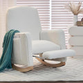 Rocking Chair Nursery with Foot Rest, Teddy Nursing Rocking Chair with High Backrest, Glider Rocker Chair for Living Room, Bedroom, Nursery(Teddy Ivory)