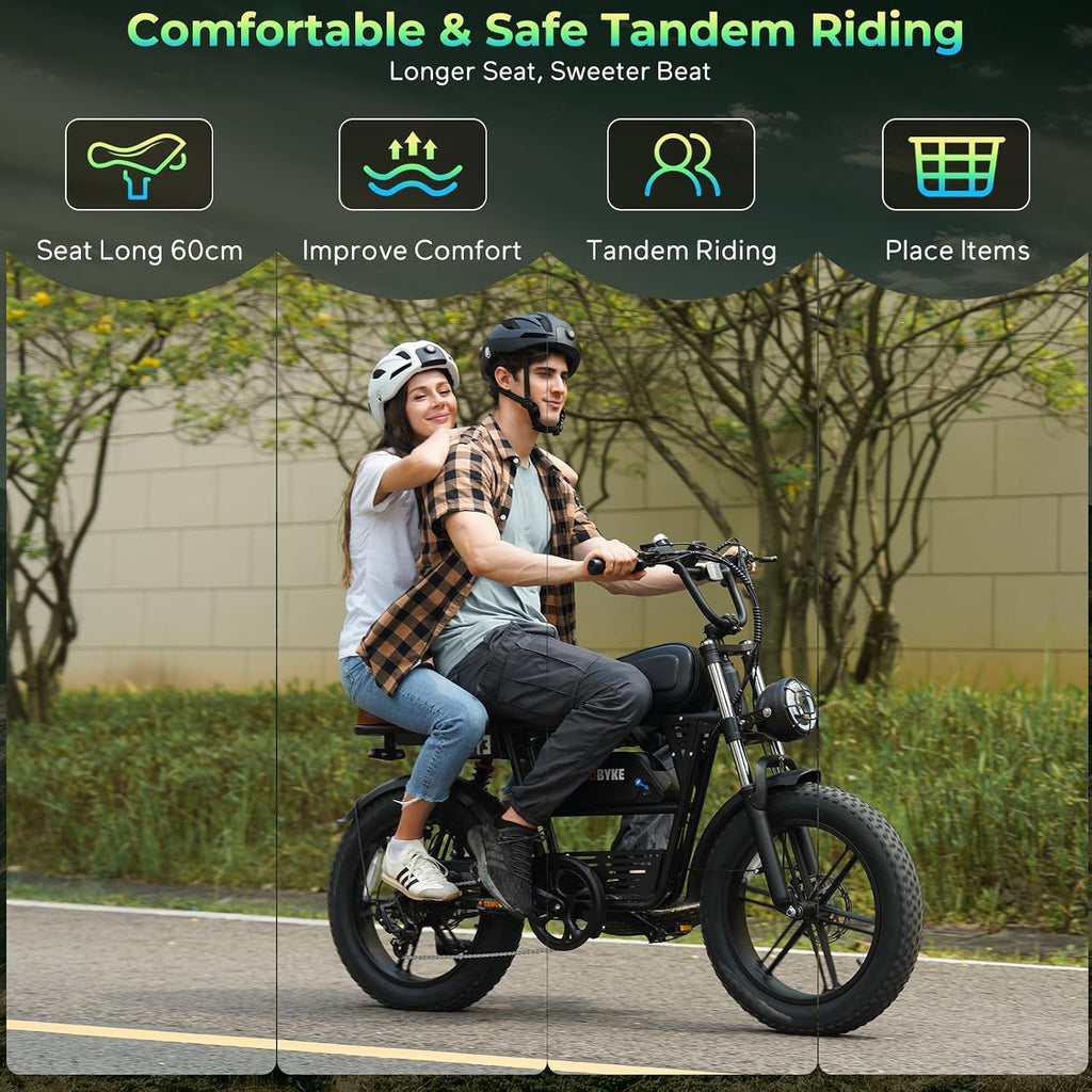 Tamobyke Premium T73 Series Electric Bike for Adults,48V15Ah/36Ah/41Ah Large Battery,1000W/1500W/3000W Powerful Motor, 28/33/37.5Mph Max Speed,20''*4'' Fat Tire E-Bike for Commute/Off-Road. Age 15+.