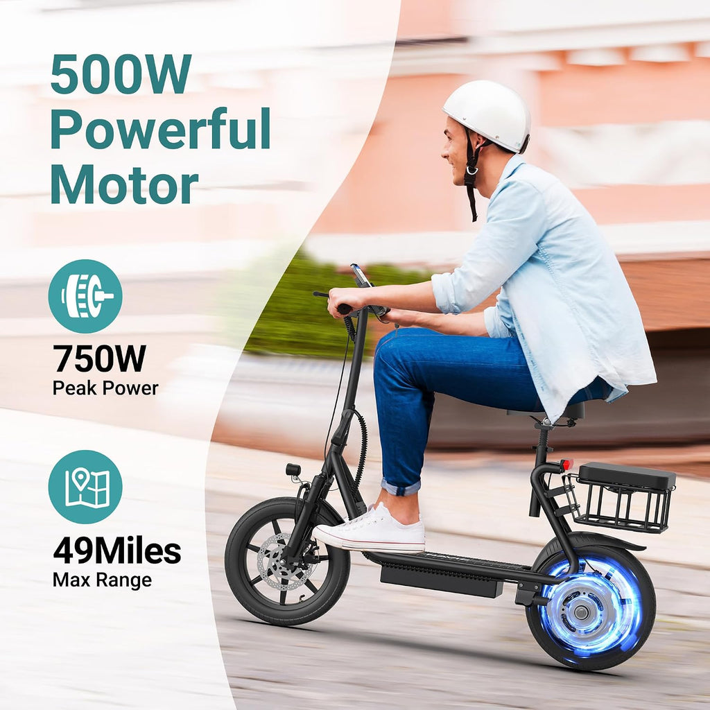 NAVIC Electric Scooter with Dual Suspension, 8.5'/10' Tires, 350W/500W Motor, 19/22 Mph, Max 22/25/27/49Miles Range, Foldable E Scooter for Adults with Braking, App Control
