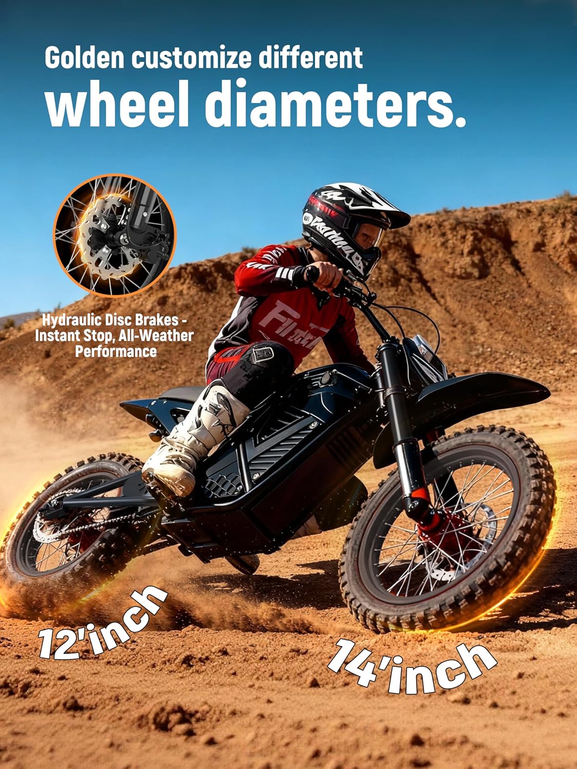 ESKUTE Electric Dirt Bike for Teens Adults, Mid-Drive Motor 3500W Peak, Electric Motorcycle 48V23Ah Battery, Hydraulic Brake，53Mile,38mph, Hydraulic Nitrogen Shock Absorbers, Black with Helmet